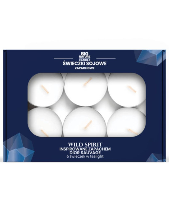 Świeczki sojowe tealight o zapachu Wild Spirit (inspirowane zapachem dior savage) 6 szt | Big Nature