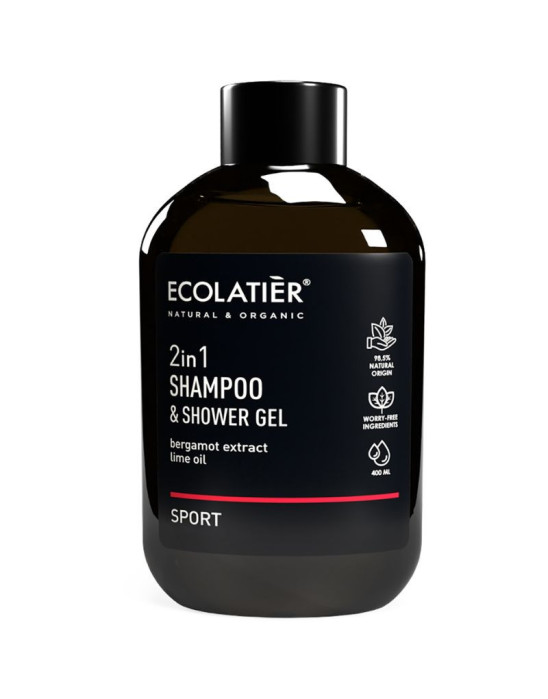Szampon i żel pod prysznic dla mężczyzn 2w1 sport 400 ml | Ecolatier