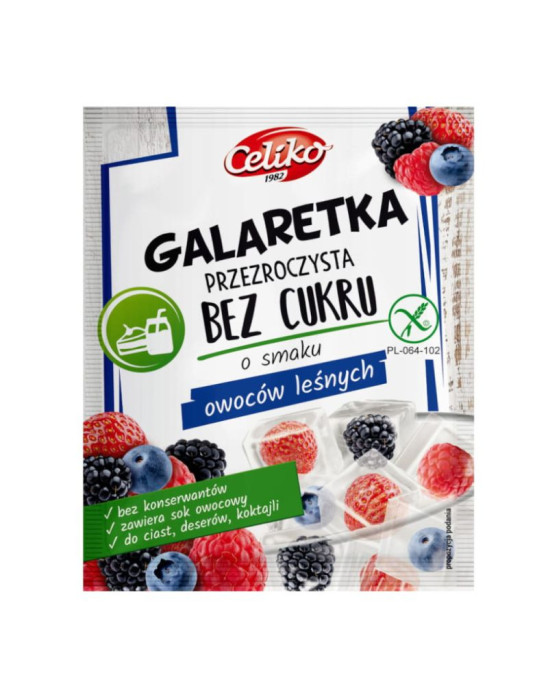 Galaretka bez cukru o smaku owoców leśnych 14 g | Celiako